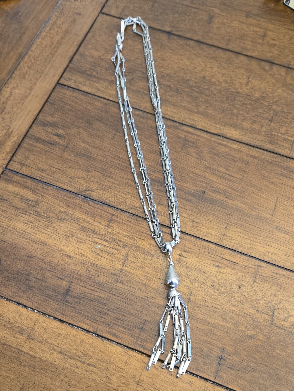 Silver Tassel Pendant Necklace - Women's Silver Chain Jewelry